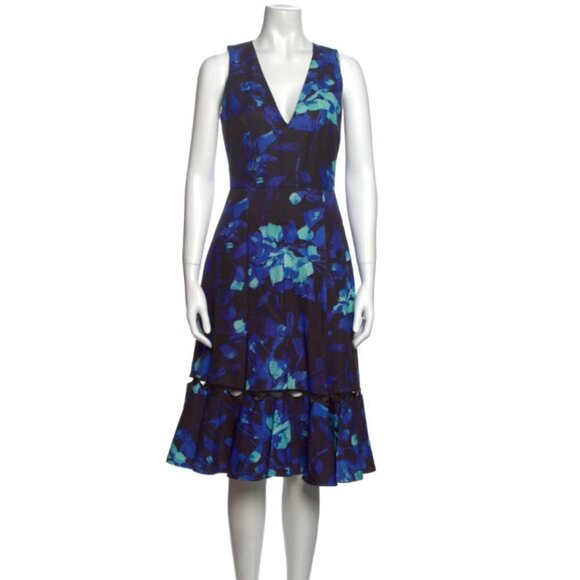 Sachin + Babi Noir Floral Cut Out Midi Dress Blue Black Size 4 - Picture 1 of 6